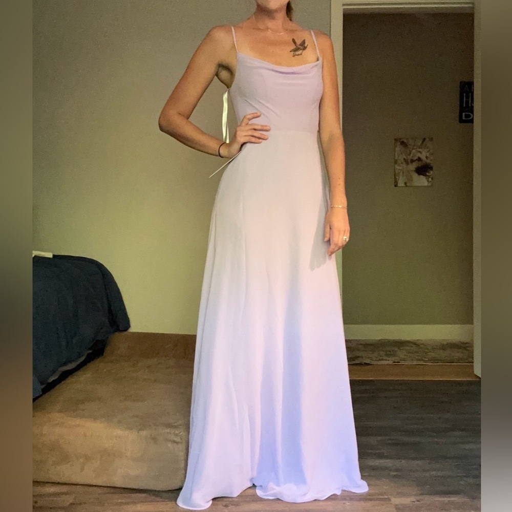 Azazie Lilac Strapless Cowl-Neck Bridesmaid Dress